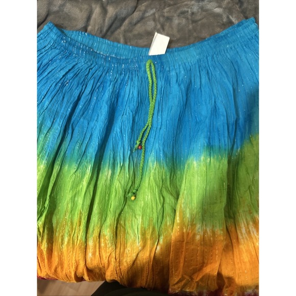 Hippie Skirt 2 Piece Multi Colored Gauze 1960's Style Costume Skirt & Slip - Picture 6 of 7